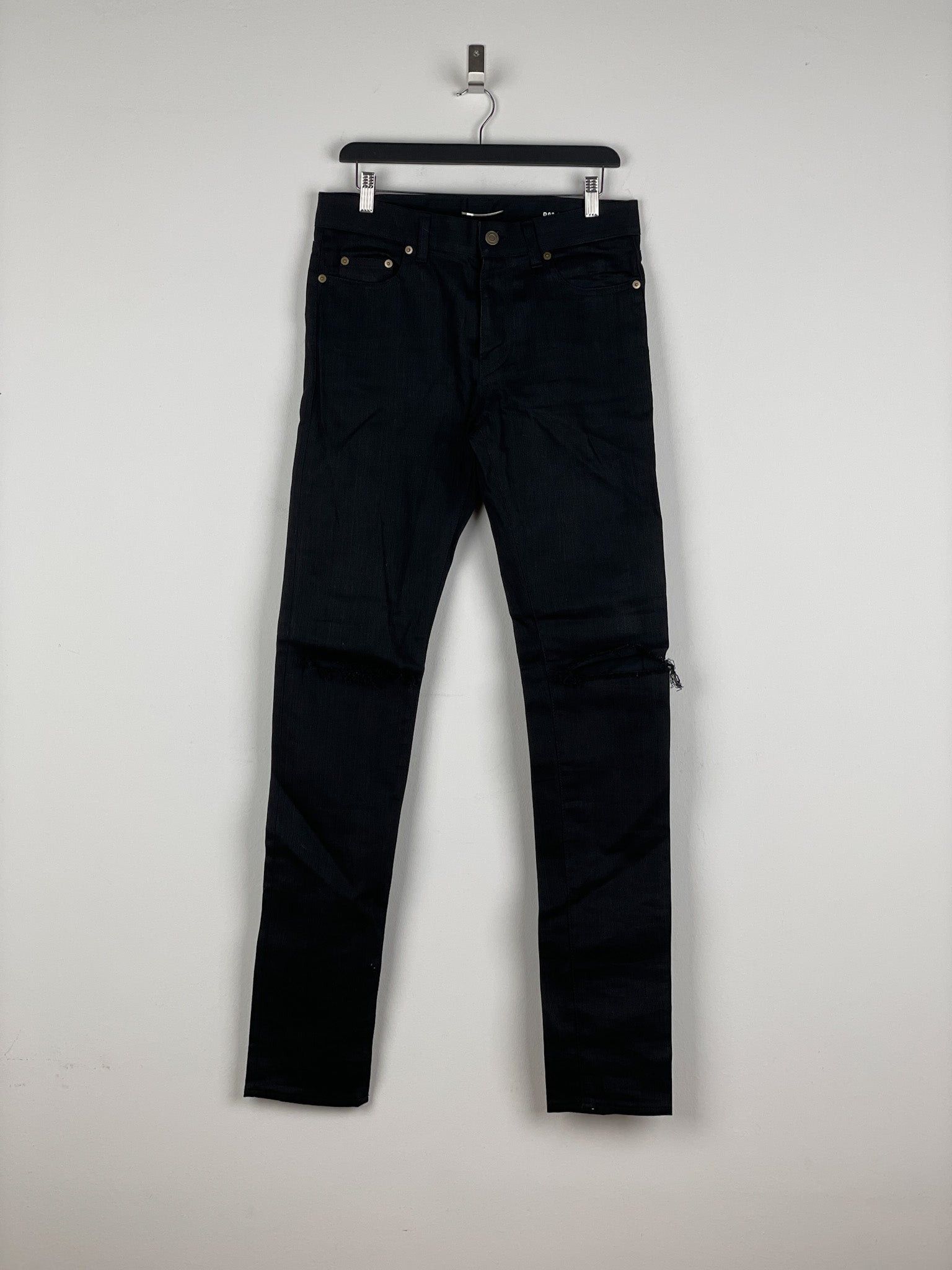 Saint Laurent Paris Saint Laurent D02 Distressed Knife-Cut Coated Denim Jeans Size US 30 / EU 46 - 1 Thumbnail