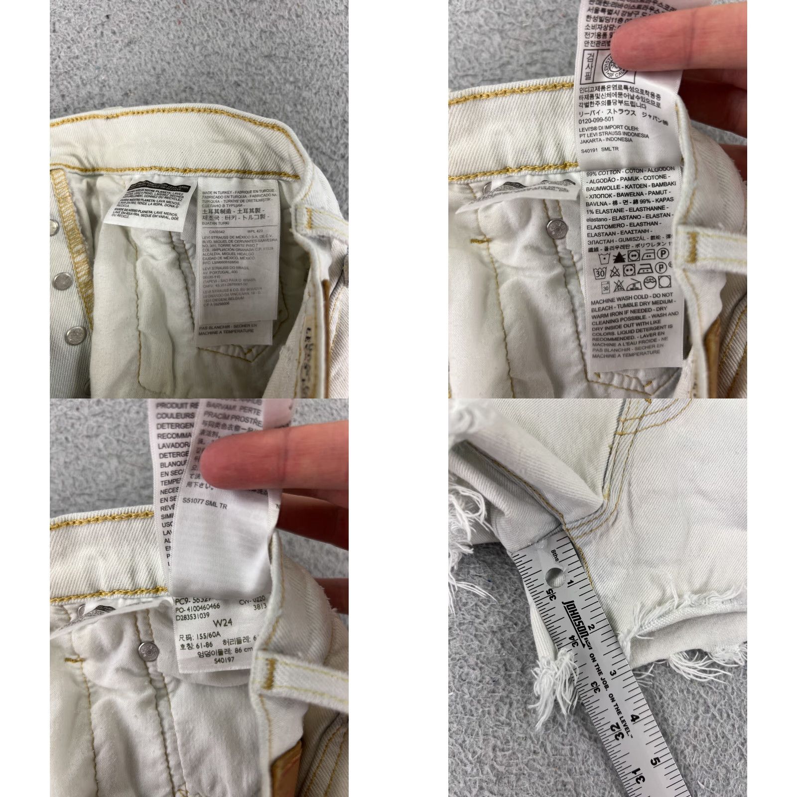 Levi's Levi's Shorts Womens White Denim Cut-Off 24x2 Button Fly 501 Jean Style Casual Beach Womens Size 42" / US 20 - 8 Thumbnail