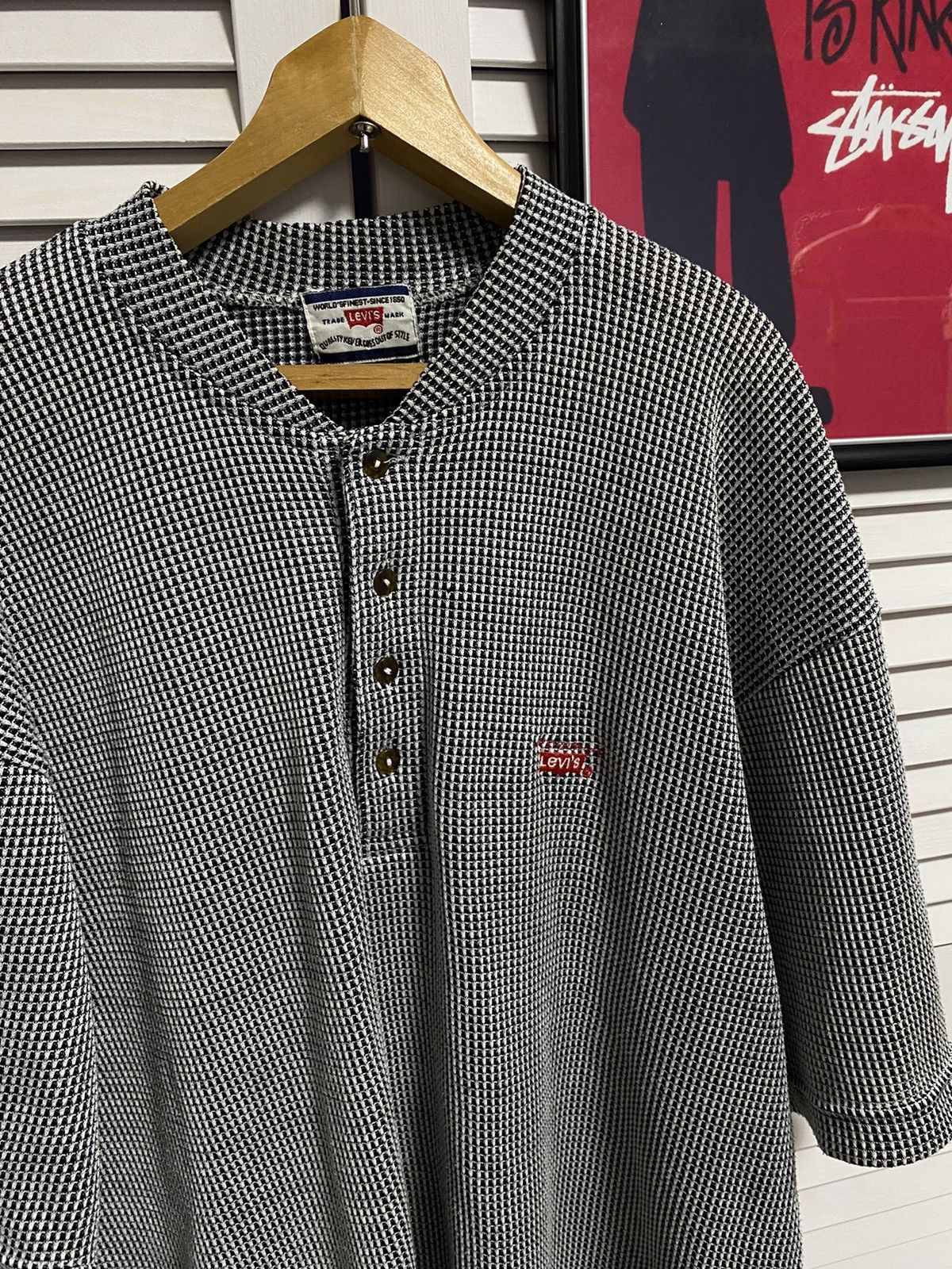Levi's × Vintage Vintage 80/90s Polo Shirt Levi's Chain Link Pattern Mesh Size US XL / EU 56 / 4 - 4 Thumbnail