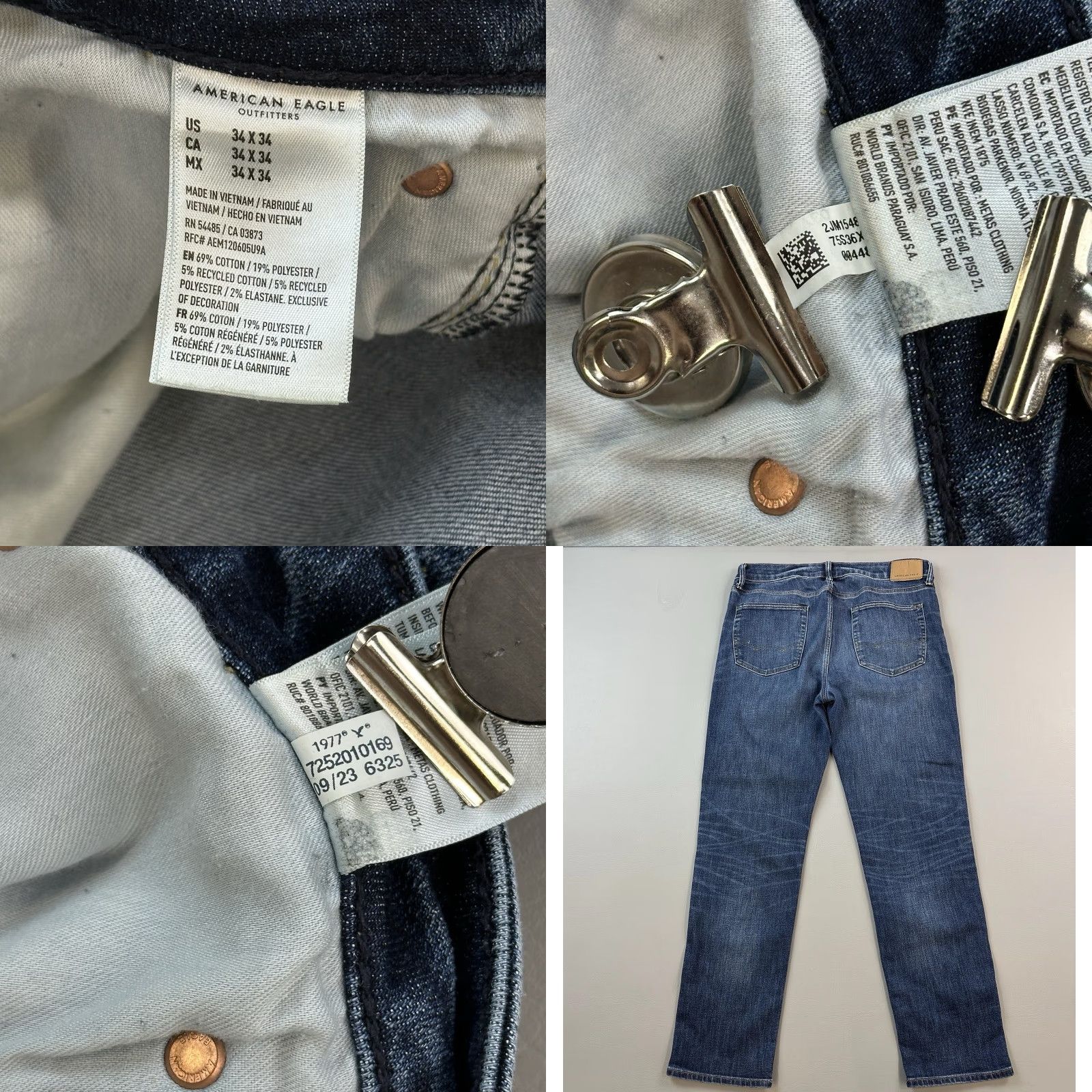 American Eagle Outfitters American Eagle Jeans Mens 34x34 34x32 Dark Wash Athletic Straight Stretch Jeans Size US 34 / EU 50 - 8 Thumbnail