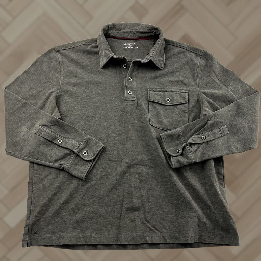 UNTUCKit UNTUCKit Matthieu Long Sleeve Button-Up Rugby Polo Shirt Men's Large Brown Size US L / EU 52-54 / 3 - 1 Thumbnail