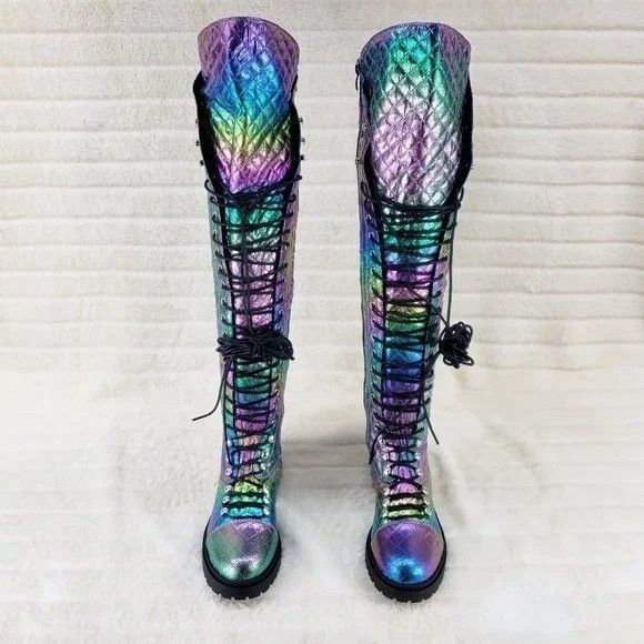 Other Travis Festive Quilted Metallic Rainbow Corset Lace Over the Size US 9 / IT 39 - 7 Thumbnail