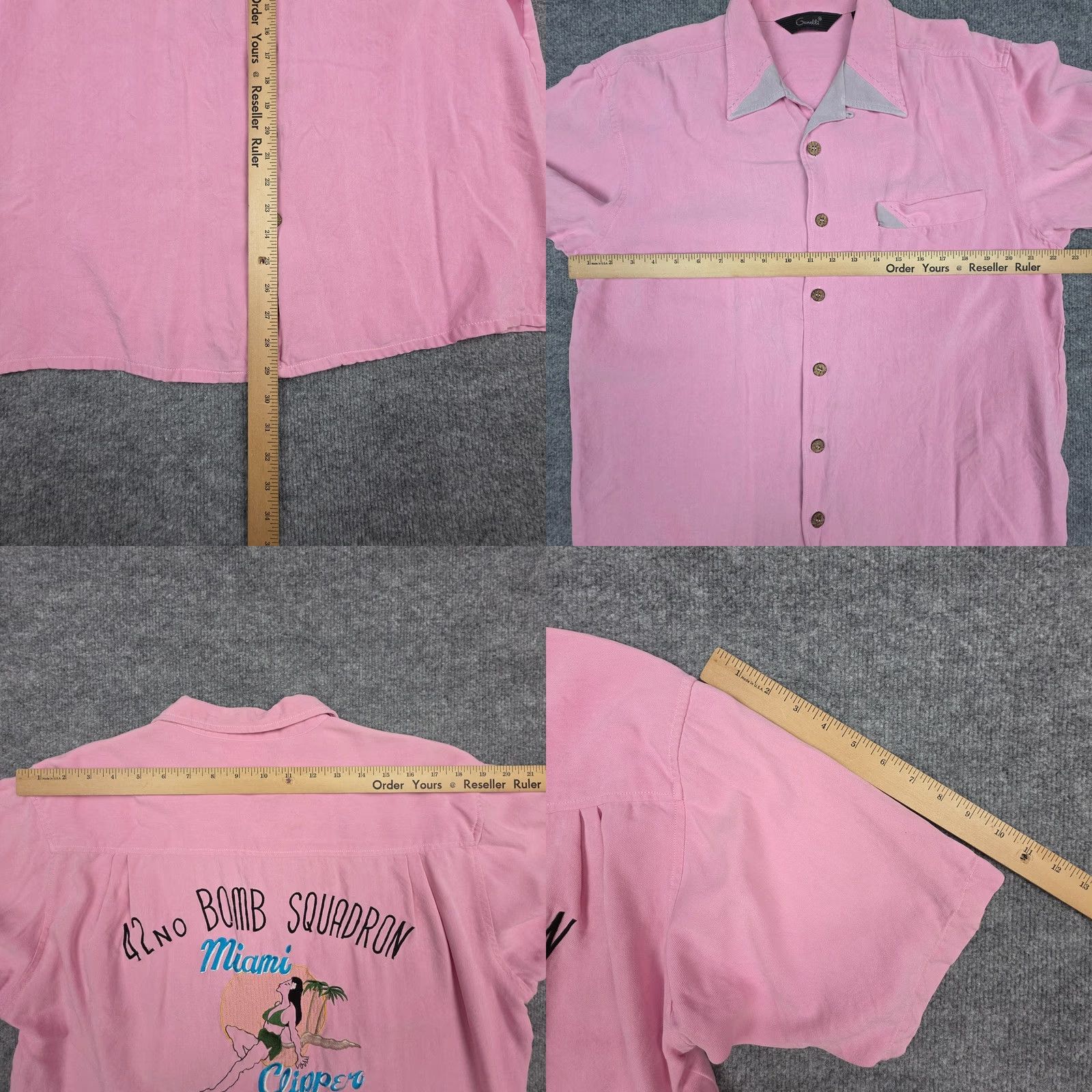 Vintage VINTAGE Genelli Silk Shirt Mens M Pink 42nd Bomb Squadron South Pacific ww2 Men Shirt Button-Up Collared Short Sleeve Pattern: Solid Size US M / EU 48-50 / 2 - 9 Thumbnail