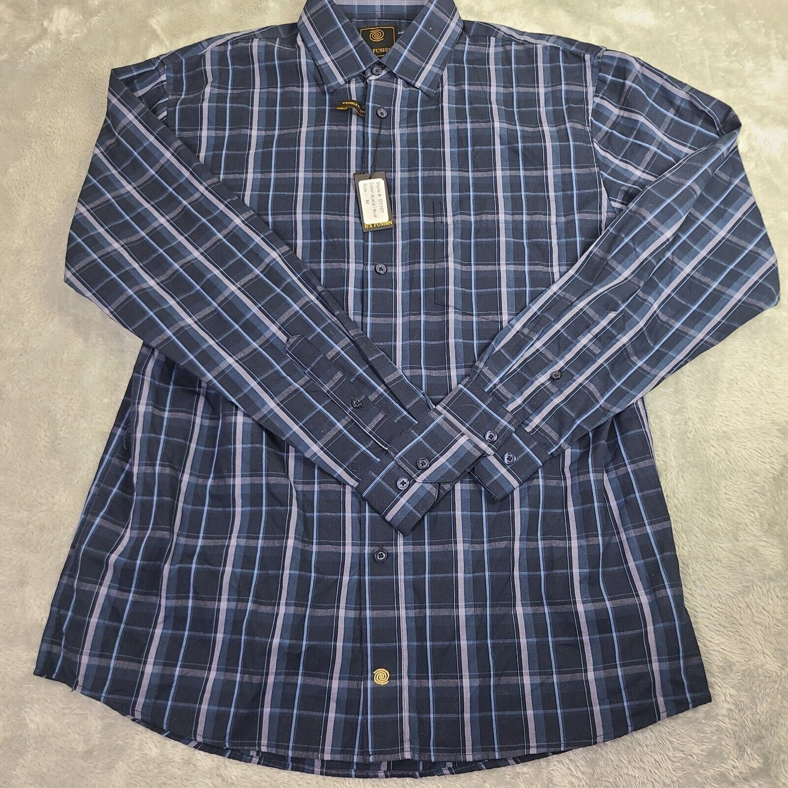 Vintage F/X FUSION Shirt Mens XL Blue/Black Plaid Long Sleeve Butto Size US M / EU 48-50 / 2 - 1 Thumbnail