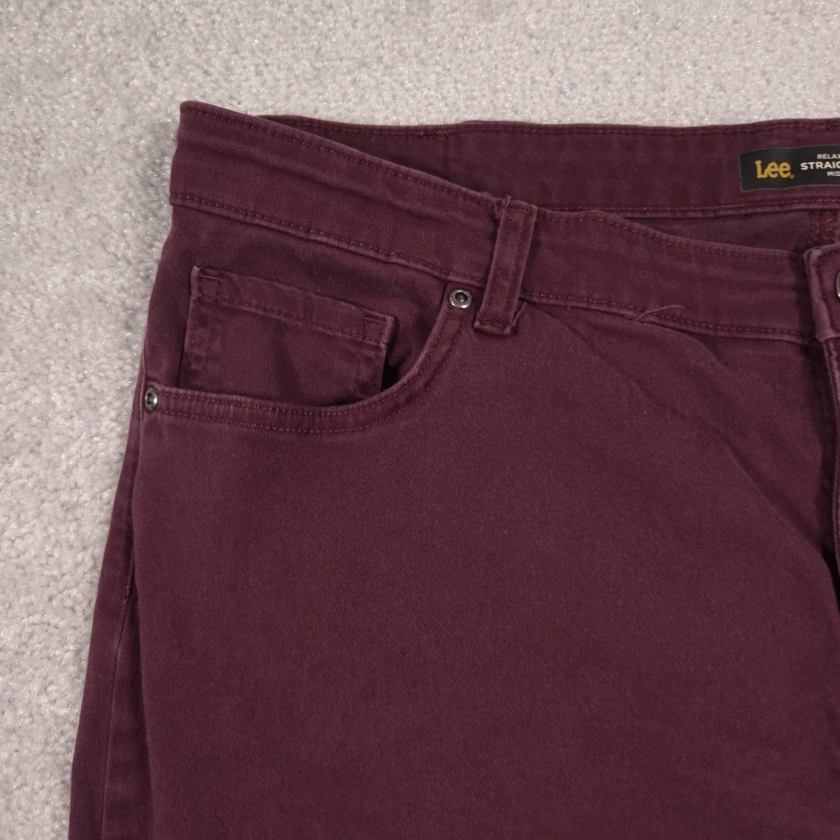 Lee Lee Jeans Womens 18 Long Red Dark Wash Mid Rise Relaxed Straight Stretch Denim Jeans Size 40" / US 18 - 4 Thumbnail