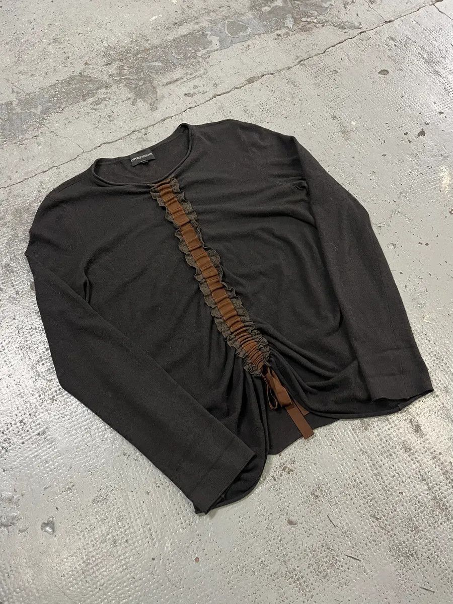 Emporio Armani Emporio Armani Pleated Dentelle Black Sweater Size M / US 6-8 / IT 42-44 - 4 Thumbnail