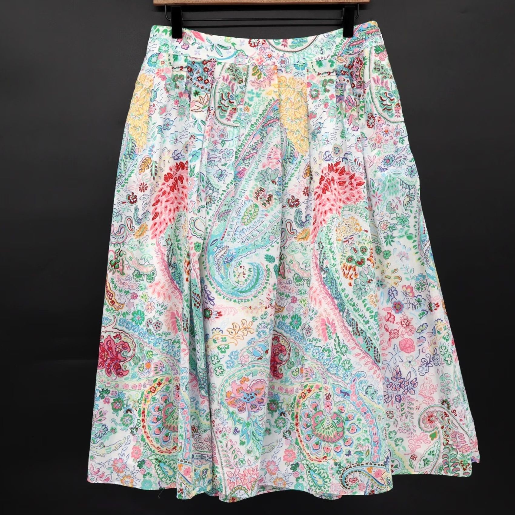 Talbots Talbots Women's Midi Skirt 8 Festive Floral Paisley Pleated Summer Size 30" / US 8 / IT 44 - 2 Thumbnail