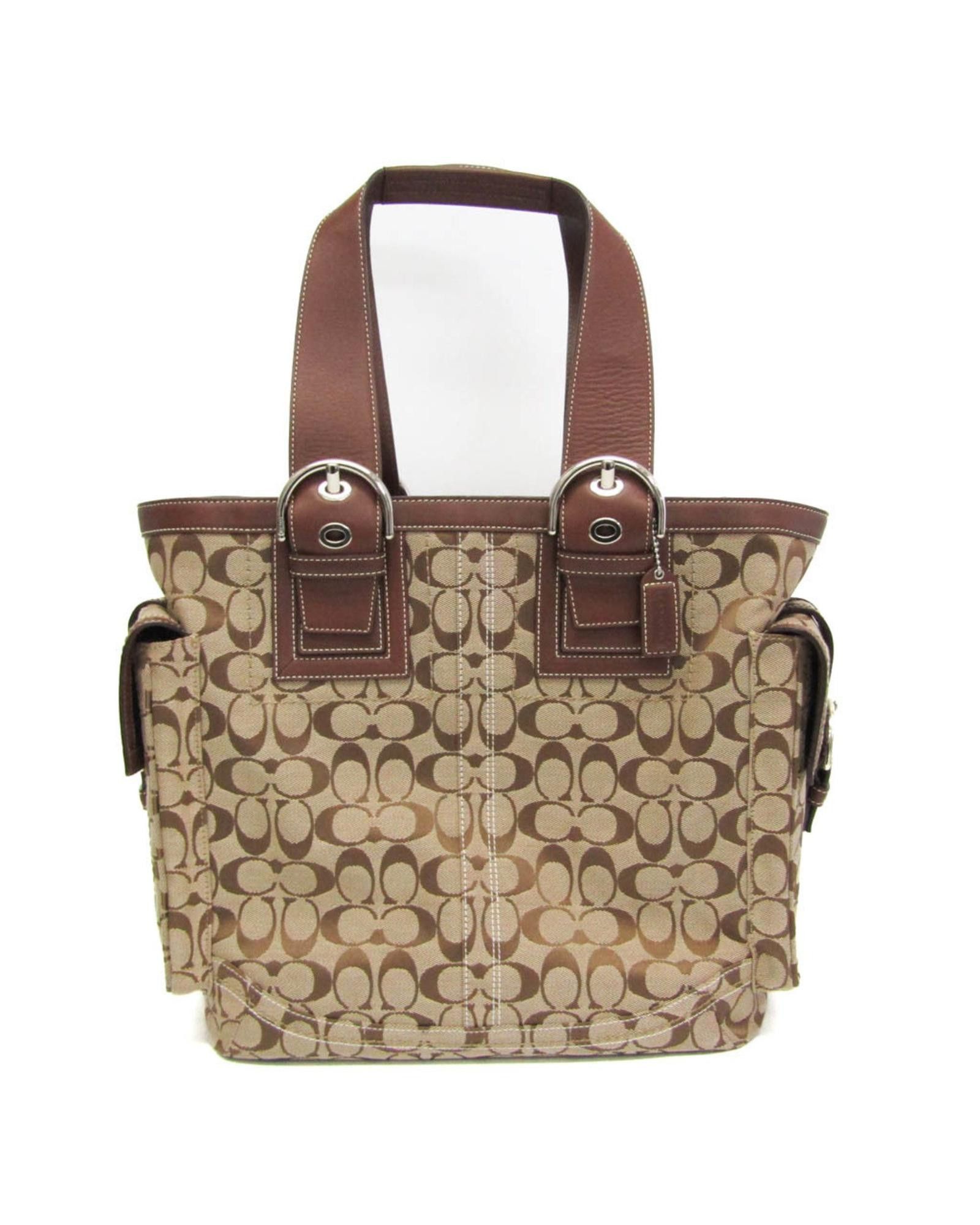 image of Coach Timeless Canvas Handbag in Brown, Women's