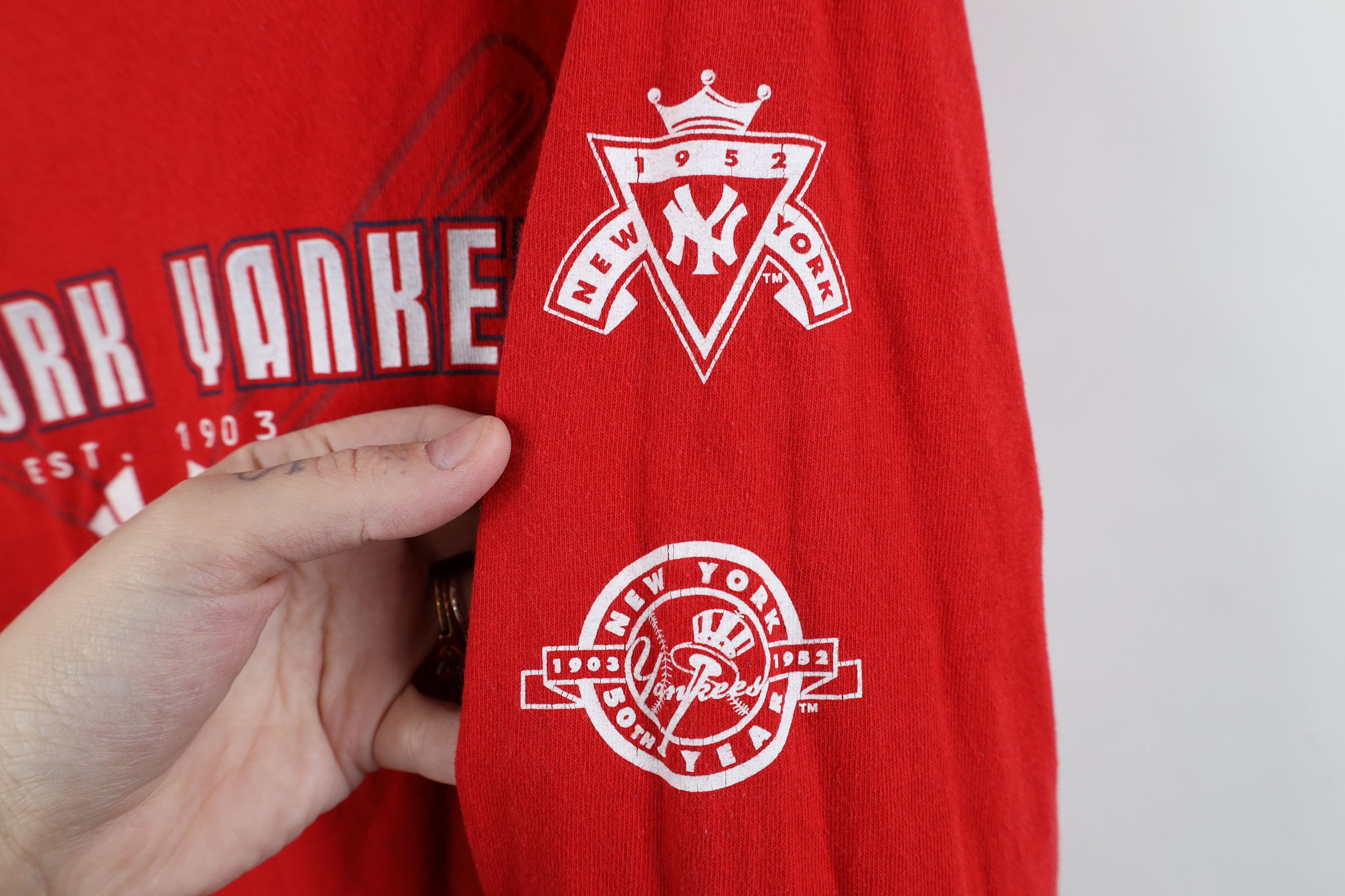 Vintage Vintage Y2K 2002 Yankees Baseball Long Sleeve T-Shirt Red Size US L / EU 52-54 / 3 - 7 Thumbnail