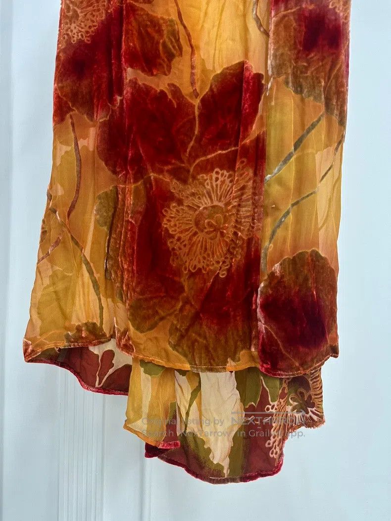 Yohji Yamamoto YOHJI YAMAMOTO size M Real Silk Velvet Floral Skirt Size 22" - 3 Thumbnail