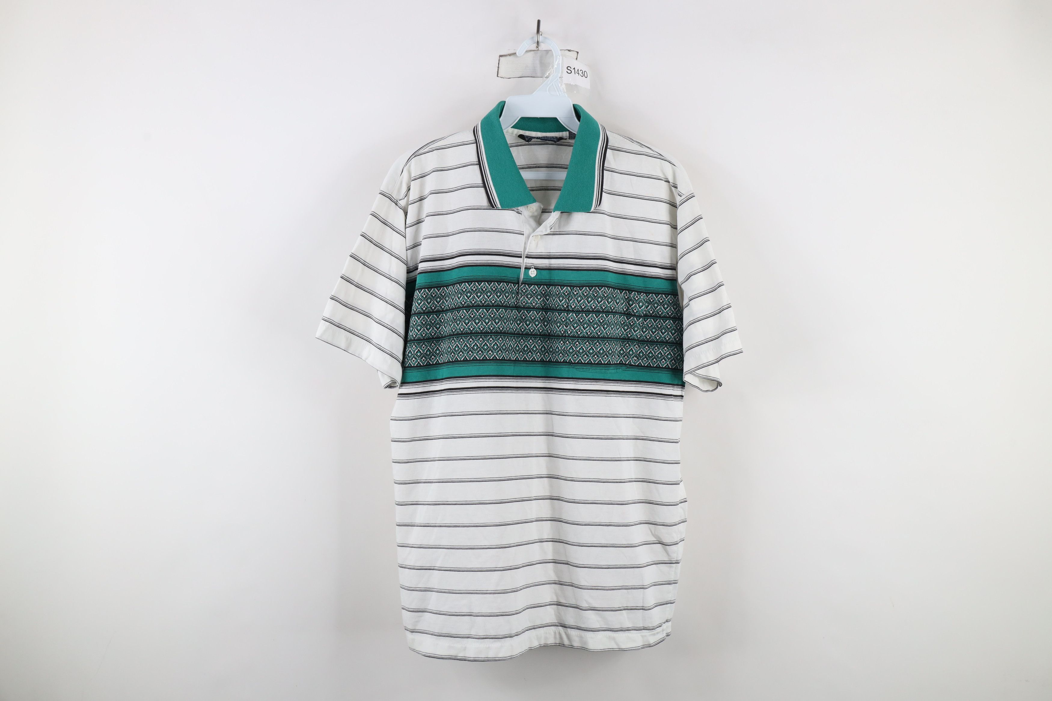 Vintage Vintage 90s Streetwear Southwestern Knit Collared Polo Shirt Size US L / EU 52-54 / 3 - 1 Thumbnail