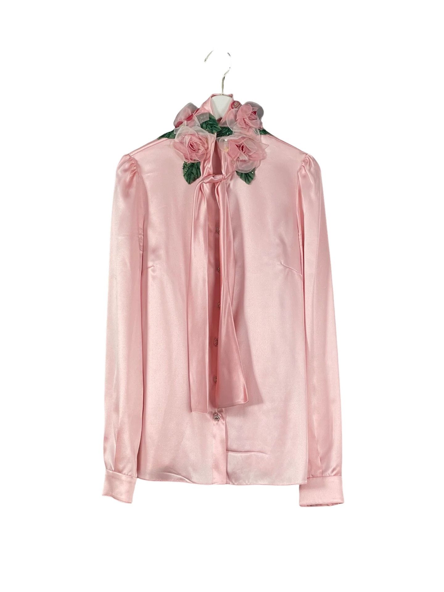 Dolce & Gabbana Dolce & Gabbana Rose Collar Silk Blouse Size 36 Size XS / US 0-2 / IT 36-38 - 1 Thumbnail