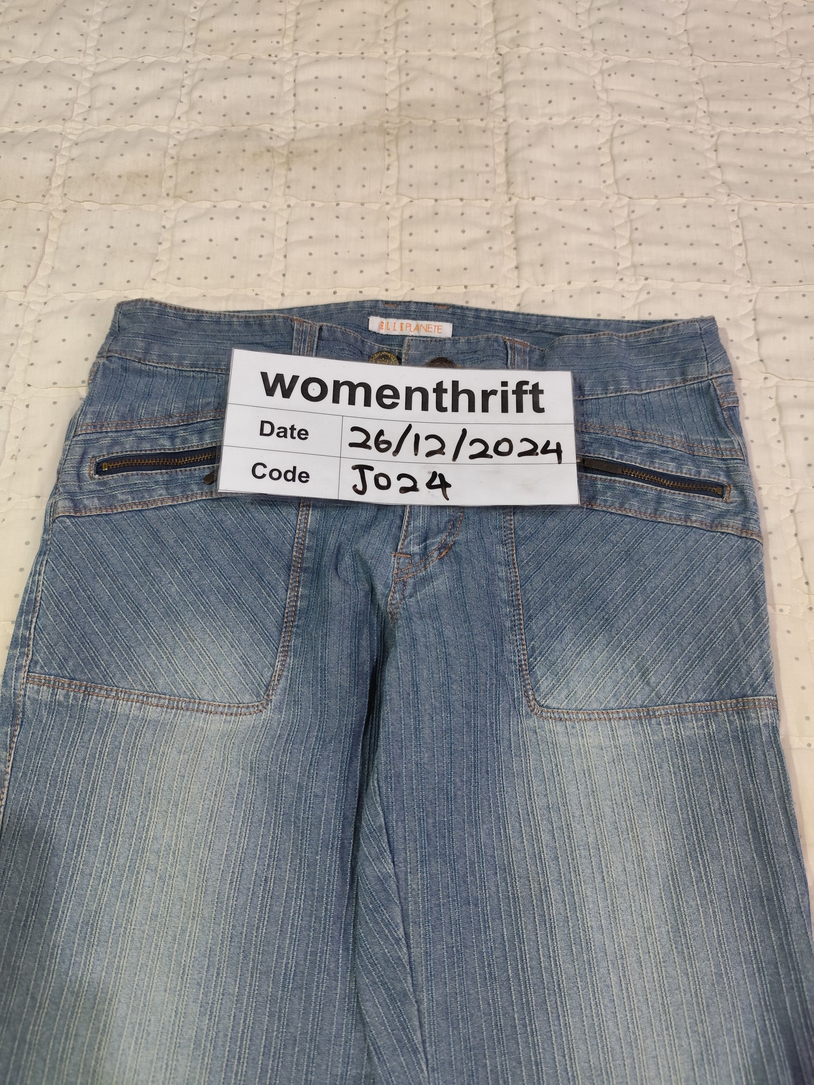 Issey Miyake × Japanese Brand Vintage Elle Planete Flare Denim J024 Size 30" / US 8 / IT 44 - 22 Thumbnail