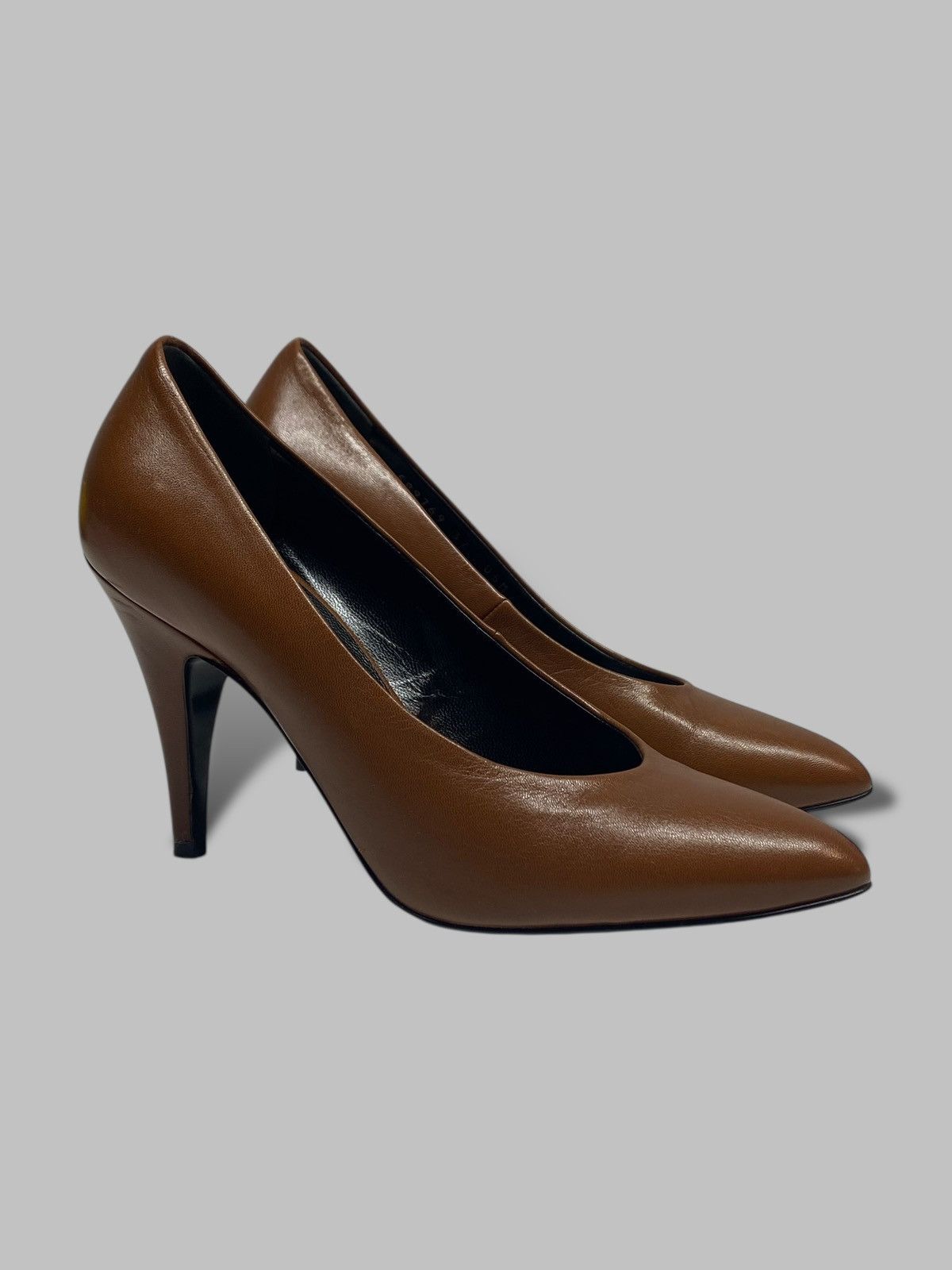 Gucci Gucci Brown Leather Blanca Pointed Toe Pump Heels RRP 700$ Size US 7 / IT 37 - 2 Thumbnail