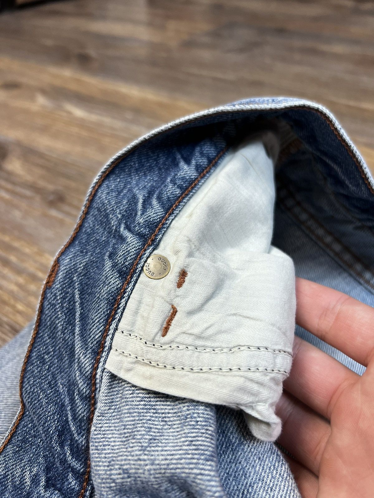 Gucci × Vintage Gucci Vintage Blue Washed Distressed Denim Pant Size US 34 / EU 50 - 16 Thumbnail