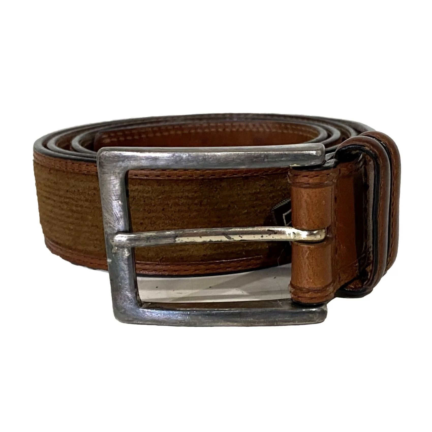 Vintage Trafalgar Belt Men Cowhide Suede Veg Tanned Leather Brown 1103TF14-208 Sz 40 Mens Belt, 1.25” Width, Brown, Preowned, Vintage? Size 40 - 3 Thumbnail