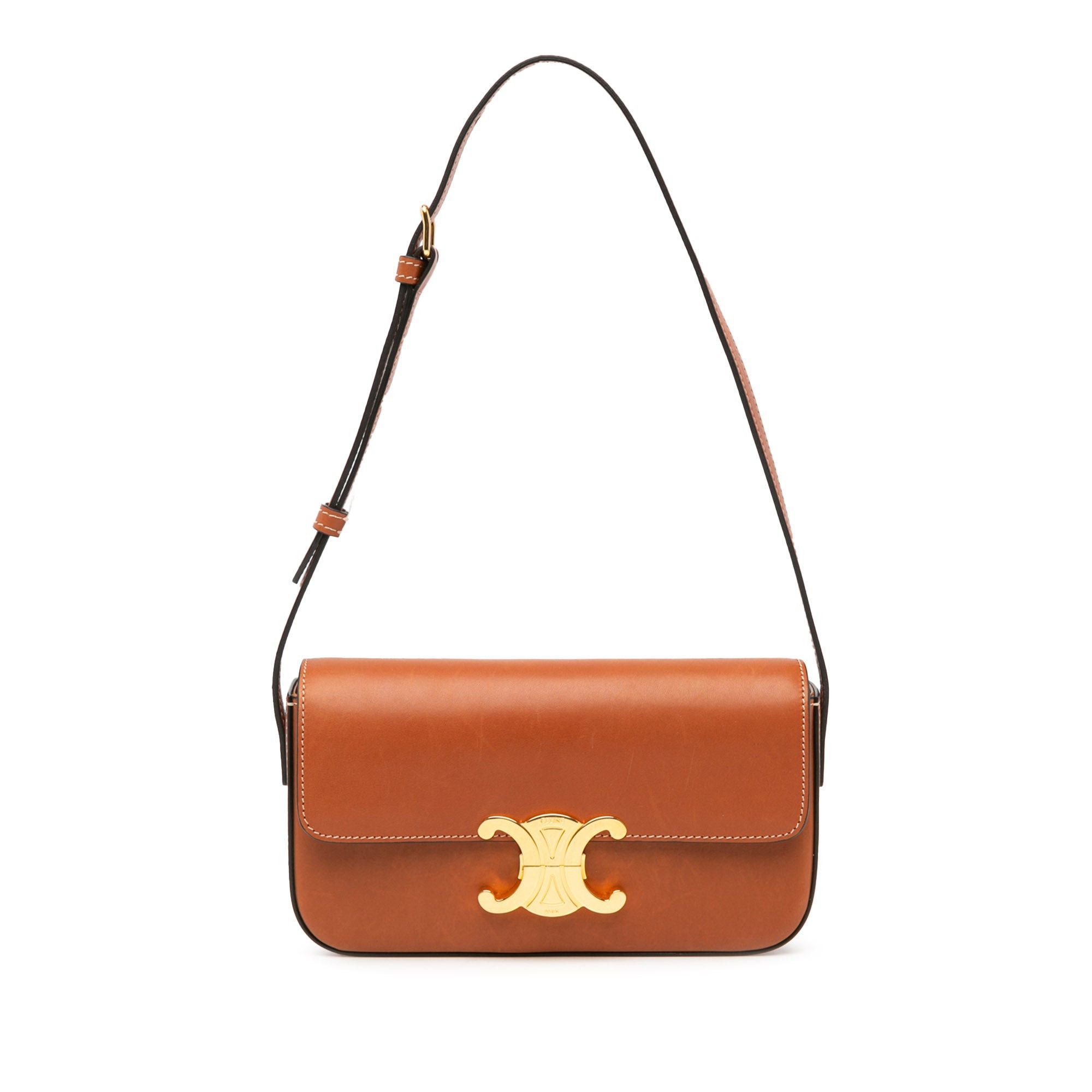 Celine Celine Triomphe Leather Claude Shoulder Bag Brown Size ONE SIZE - 1 Thumbnail