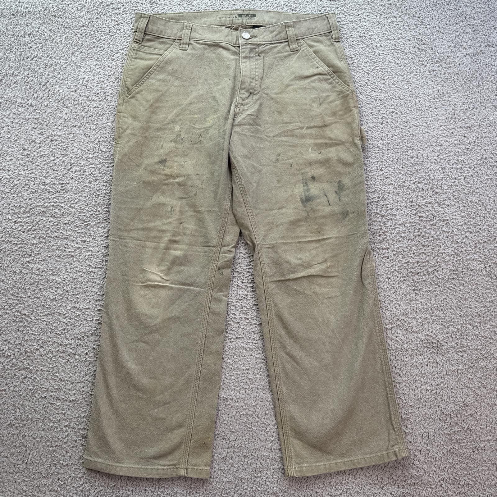 Carhartt Carhartt Relaxed Fit Carpenter Pants Tan Workwear 33x28 Size US 33 - 1 Thumbnail
