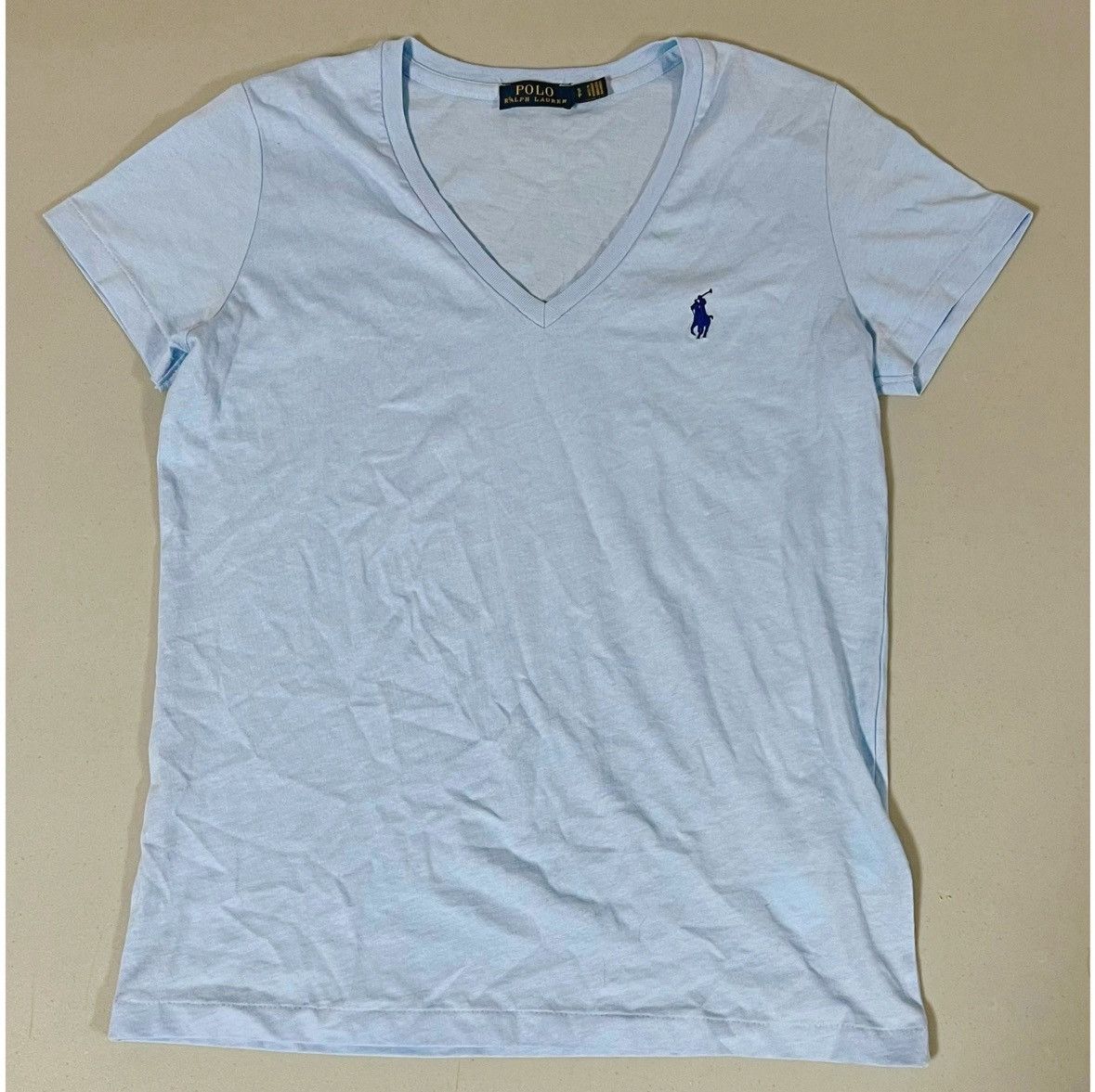 Polo Ralph Lauren Polo Ralph Lauren Blue Logo V-Neck Tee T-Shirt Top Size S 🩵 Size S / US 4 / IT 40 - 2 Thumbnail