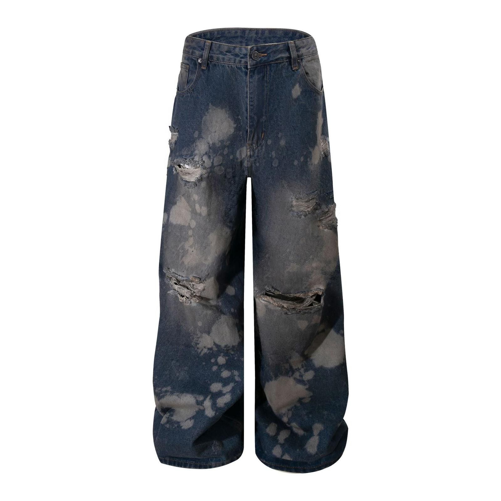 Japanese Brand Distressed Baggy Wide Leg Denim Jeans, Ripped Jeans Size US 30 / EU 46 - 5 Thumbnail