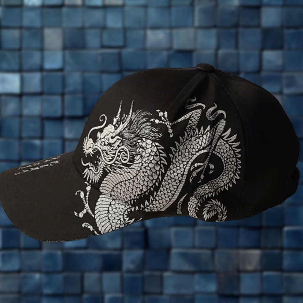Vintage VINTAGE CHINESE DRAGON FANTASY MYTHICAL ADJUSTABLE BASEBALL CAP BLACK Men Adjustable Black Dragon Baseball Cap TEM Hat Size ONE SIZE - 1 Thumbnail