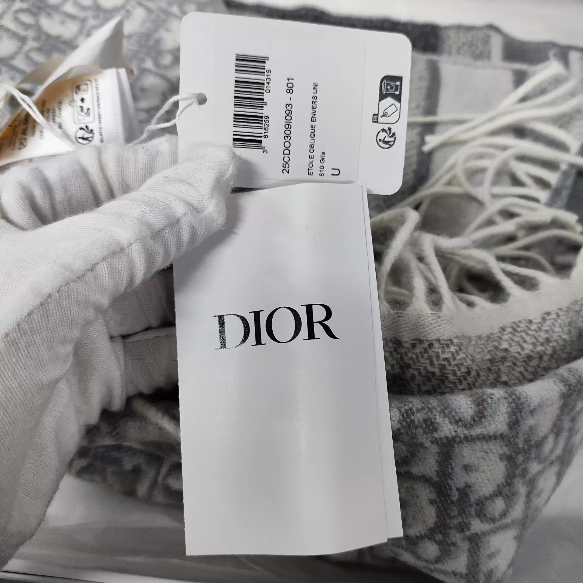 Dior Dior Cashmere All-Over Print Scarf Gray 45x200 Size ONE SIZE - 3 Thumbnail