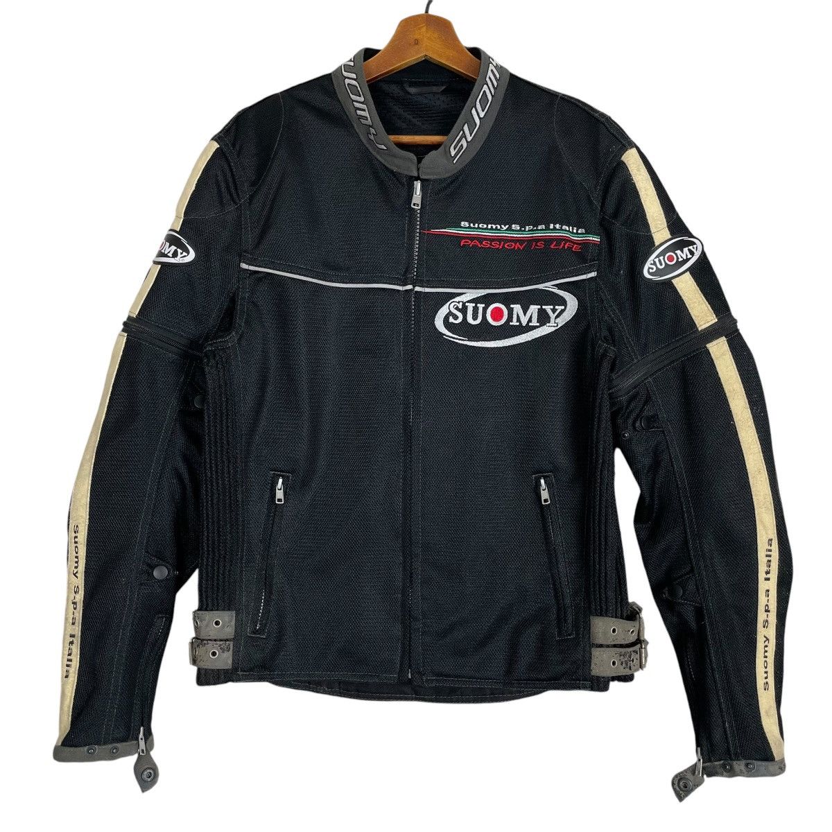 Vintage Suomy Jacket Bike Rider Black Full Zipper Jacket