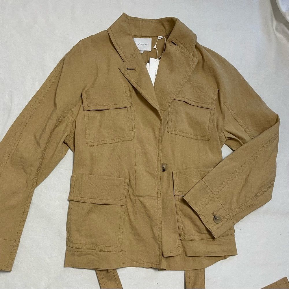 Vince NWT New $395 Vince Belted Linen Blend Beige Jacket Size S Size S / US 4 / IT 40 - 6 Thumbnail