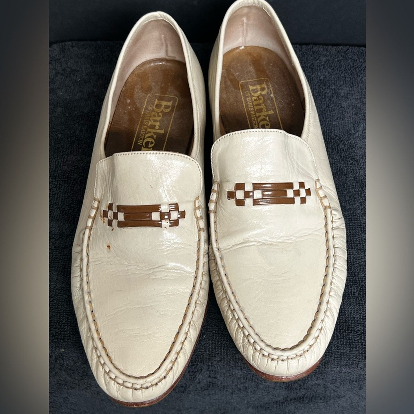 Barker BARKER Men's Beige BIT Leather Loafers Made in England Size US 9 / EU 42 - 6 Thumbnail