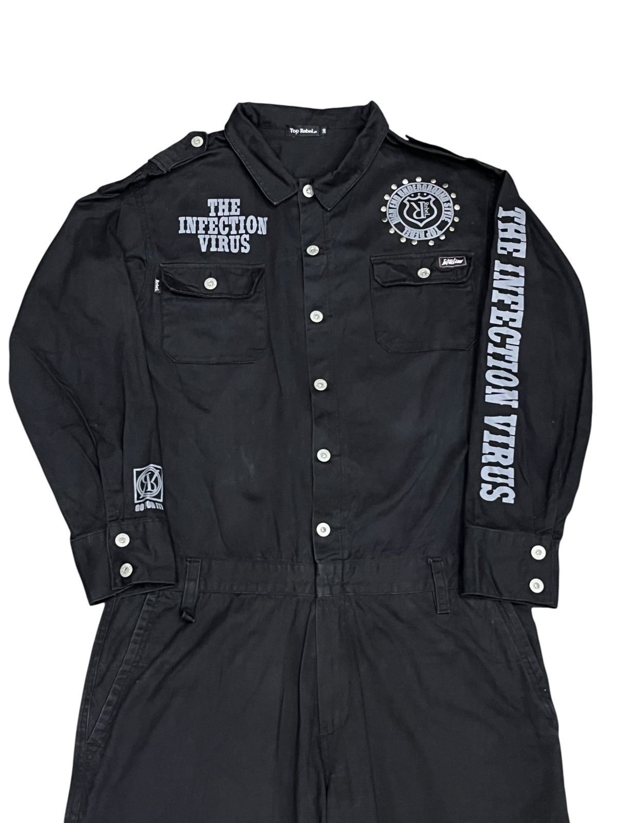 Post Overalls Vtg Top Rebel "Infection Virus" Gothic Underground Coverall Size US 32 / EU 48 - 8 Thumbnail