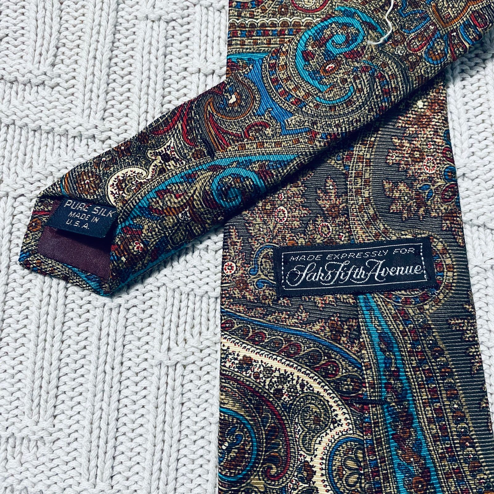 Saks Fifth Avenue Saks Fifth Avenue green paisley silk tie Size ONE SIZE - 3 Thumbnail