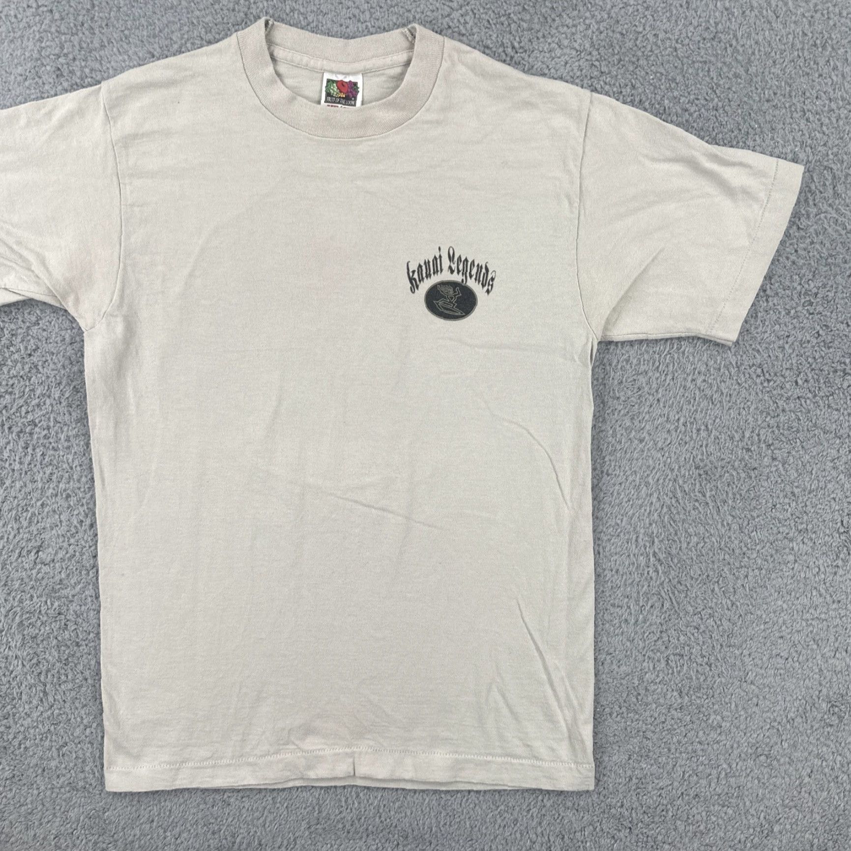 Fruit Of The Loom VINTAGE Fruit of the Loom T Shirt Men Beige 90s Surfing Hawaiian Kauai Legends USA Made M Size US M / EU 48-50 / 2 - 3 Thumbnail