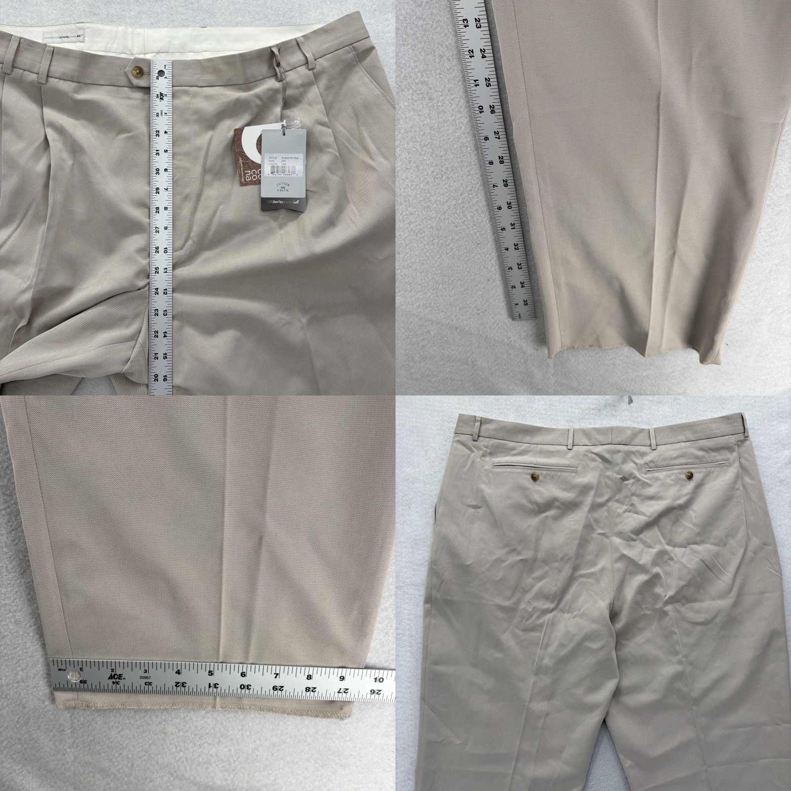 Cutter & Buck Cutter & Buck CB DryTec Luxe Dress Pants Mens 46 Beige Herringbone Big & Tall Dress Pants Casual Business Size US 30 / EU 46 - 8 Thumbnail