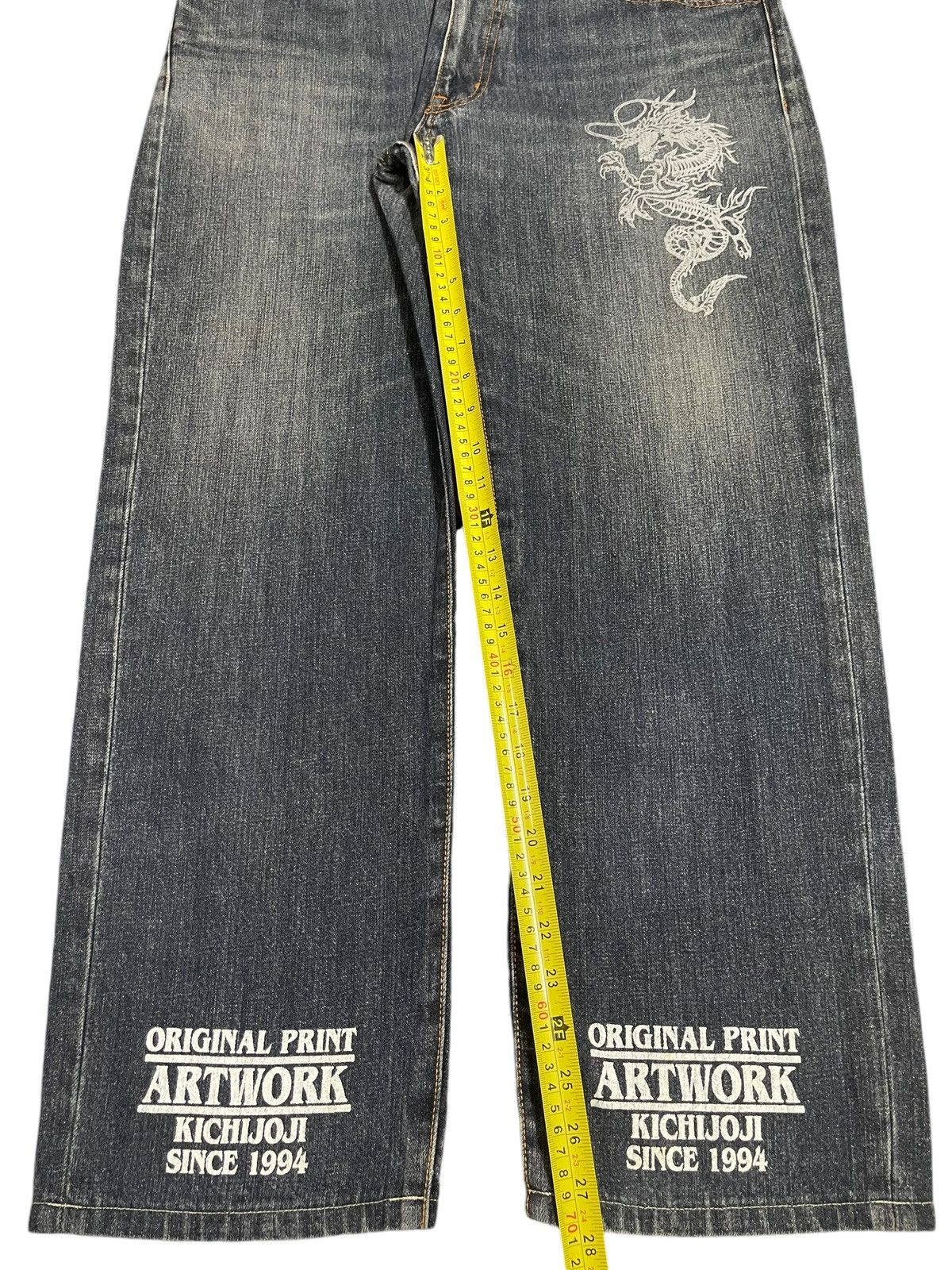 Hypebeast Vintage Japanese Brand Dragon Style Sukajan Art Work Jeans Size US 35 - 13 Thumbnail