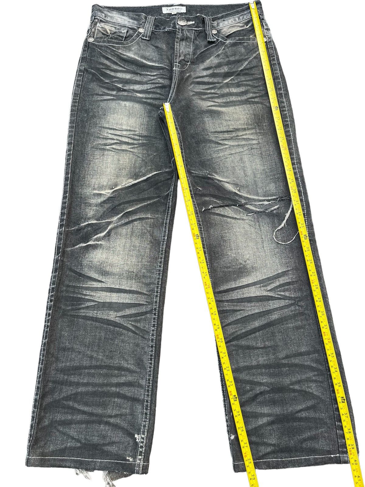 Vintage Japanese Brand Lowbox Distressed Charcoal Faded Jean
