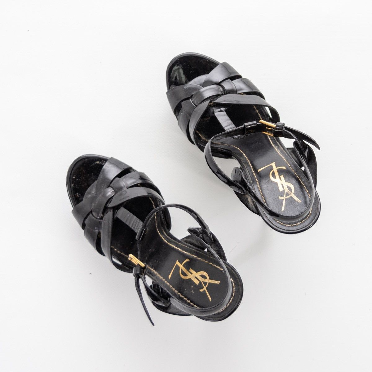 Designer × Yves Saint Laurent Saint Laurent Black Patent Leather Tribute PlatformHeal Size US 8 / IT 38 - 2 Thumbnail
