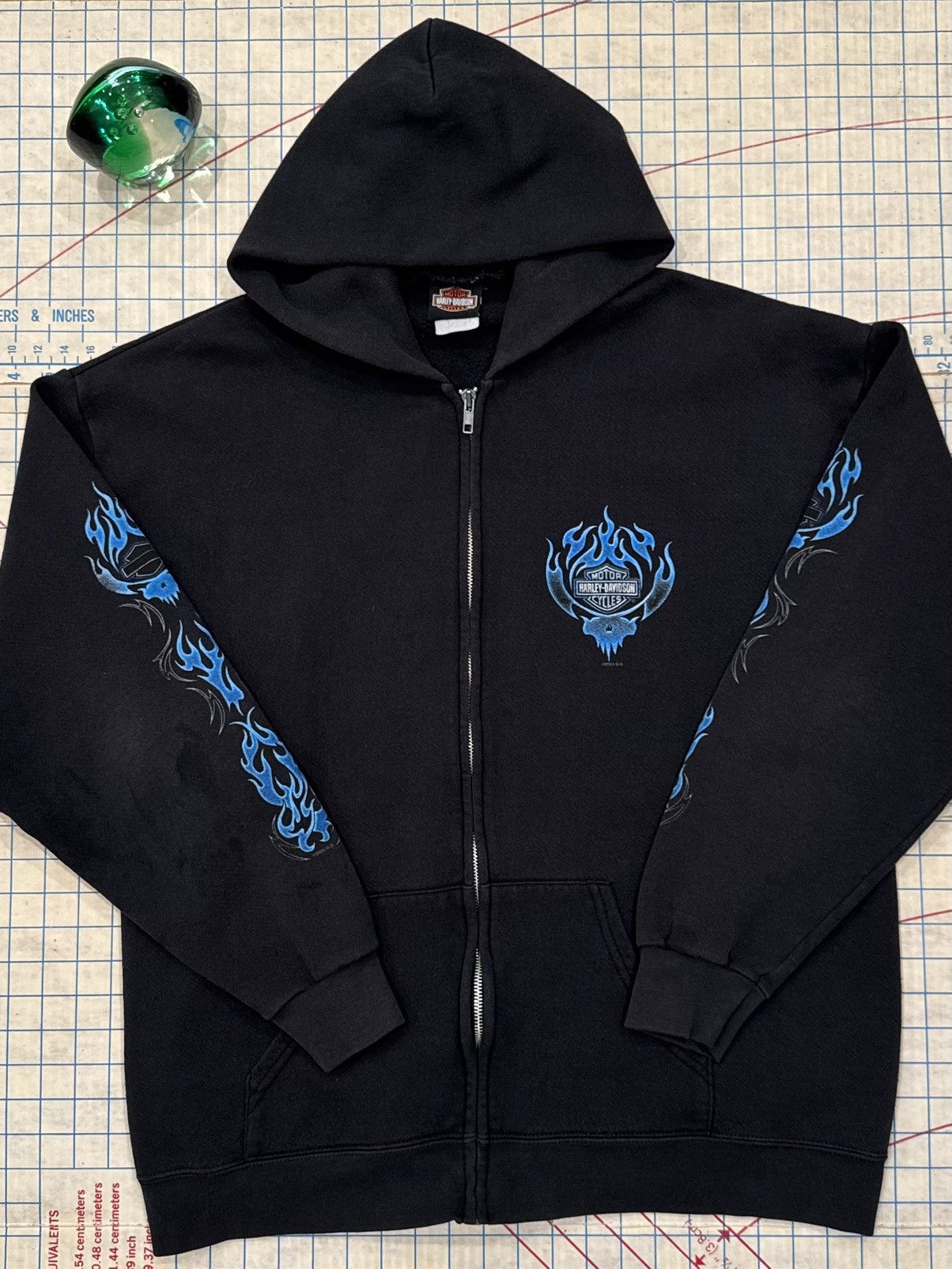 Harley Davidson Harley Davidson Blue Flames Full Zip Hoodie Honolulu Mens XL Size US XL / EU 56 / 4 - 4 Thumbnail
