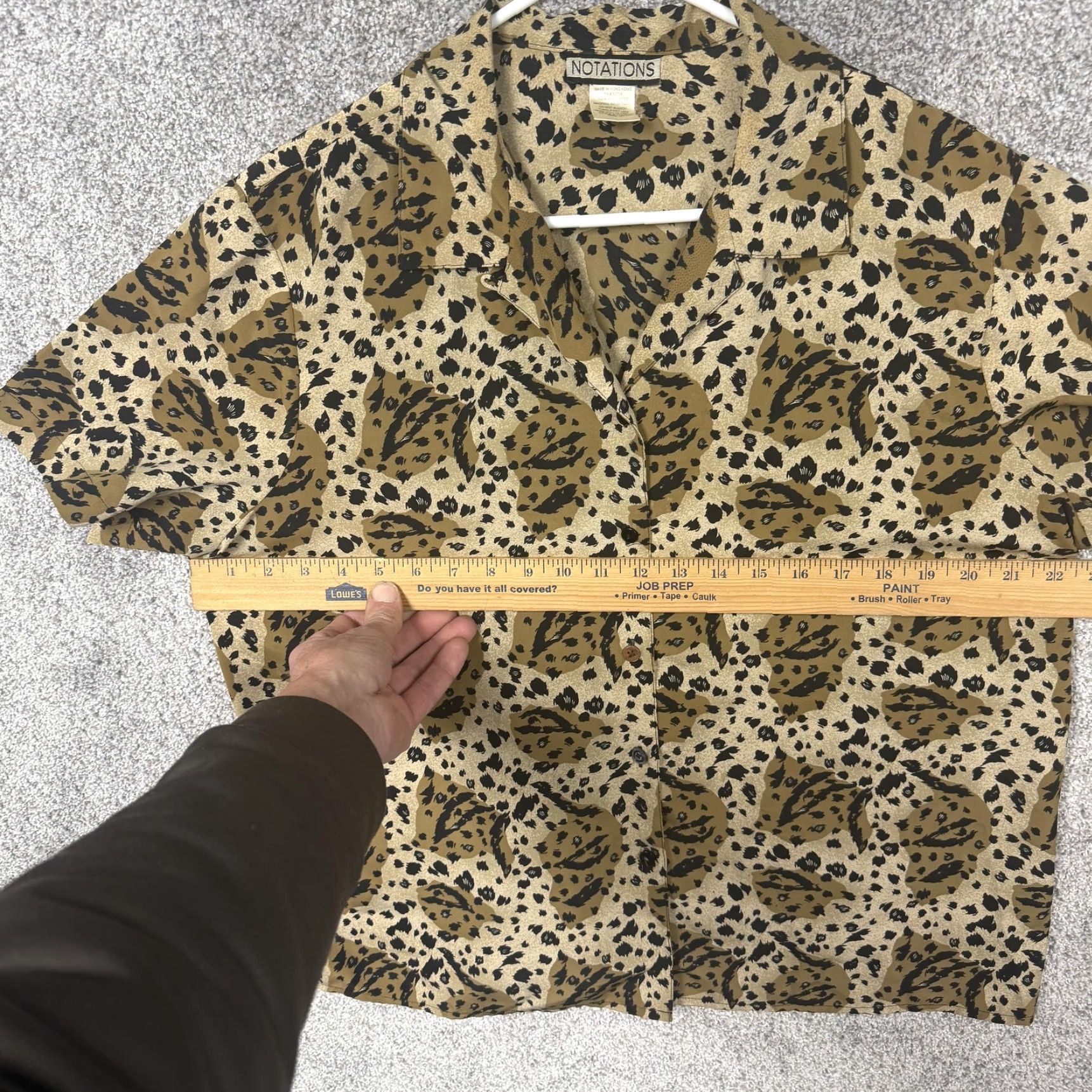 Vintage VINTAGE Notations Button-Up Blouse XL Brown Leopard Animal Print Womens Short Sleeve Office Workwear Size XL / US 12-14 / IT 48-50 - 3 Thumbnail