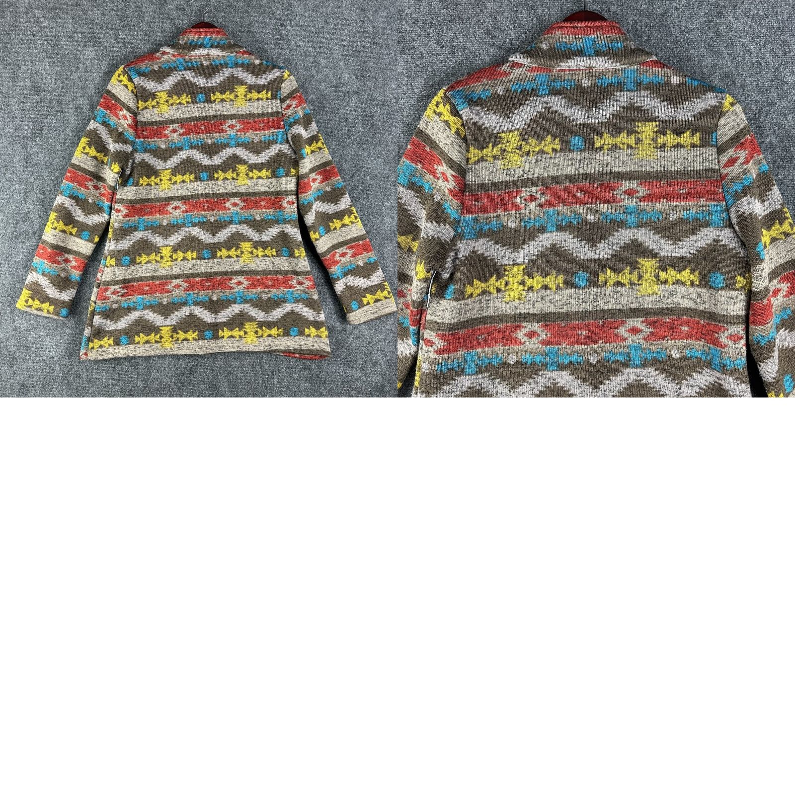 Vintage One World Cardigan Sweater Jacket Womens M Toggle Button Aztec Print" Size M / US 6-8 / IT 42-44 - 8 Thumbnail