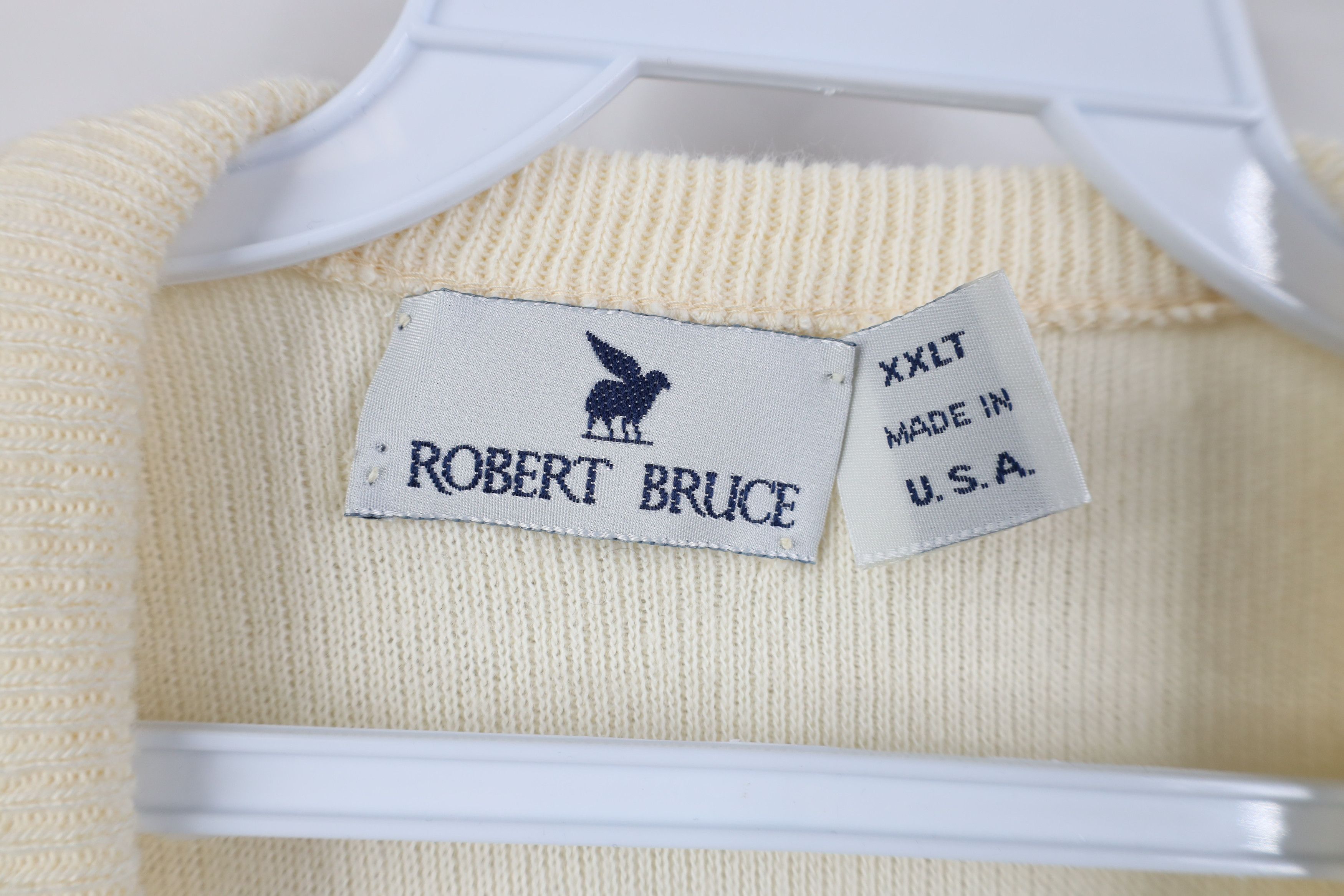 Vintage Vintage 70s Streetwear V-Neck Sweater Cream Acrylic USA Size US XXL / EU 58 / 5 - 8 Thumbnail