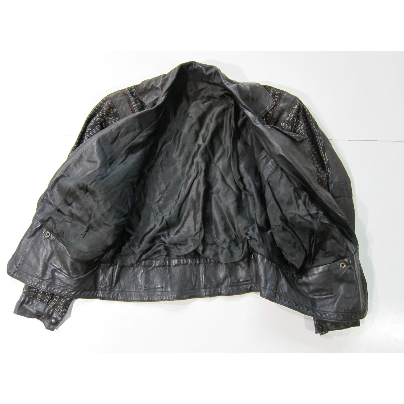 Vintage VINTAGE World Arts Santa Fe Black Leather Cotton Textile Moto Jacket Women S-M Size M / US 6-8 / IT 42-44 - 7 Thumbnail