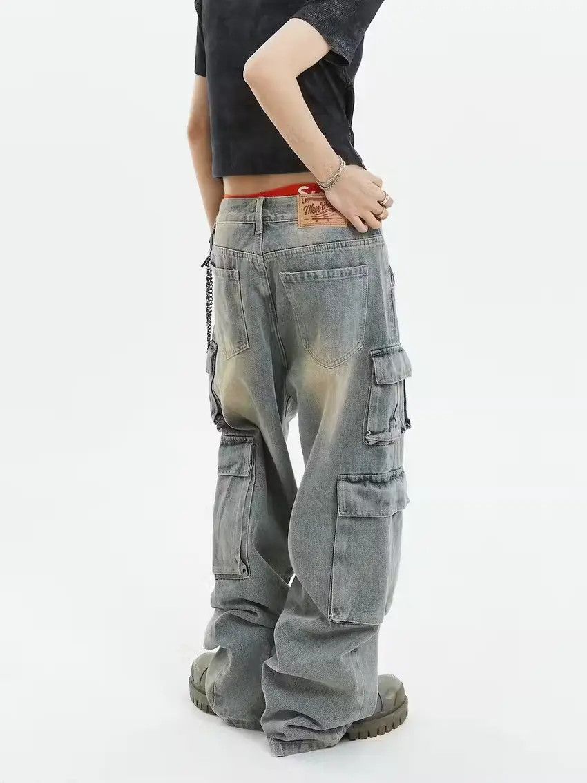 Designer × Japanese Brand Faded blue y2k baggy cargo hiphop pants Size US 30 / EU 46 - 4 Thumbnail