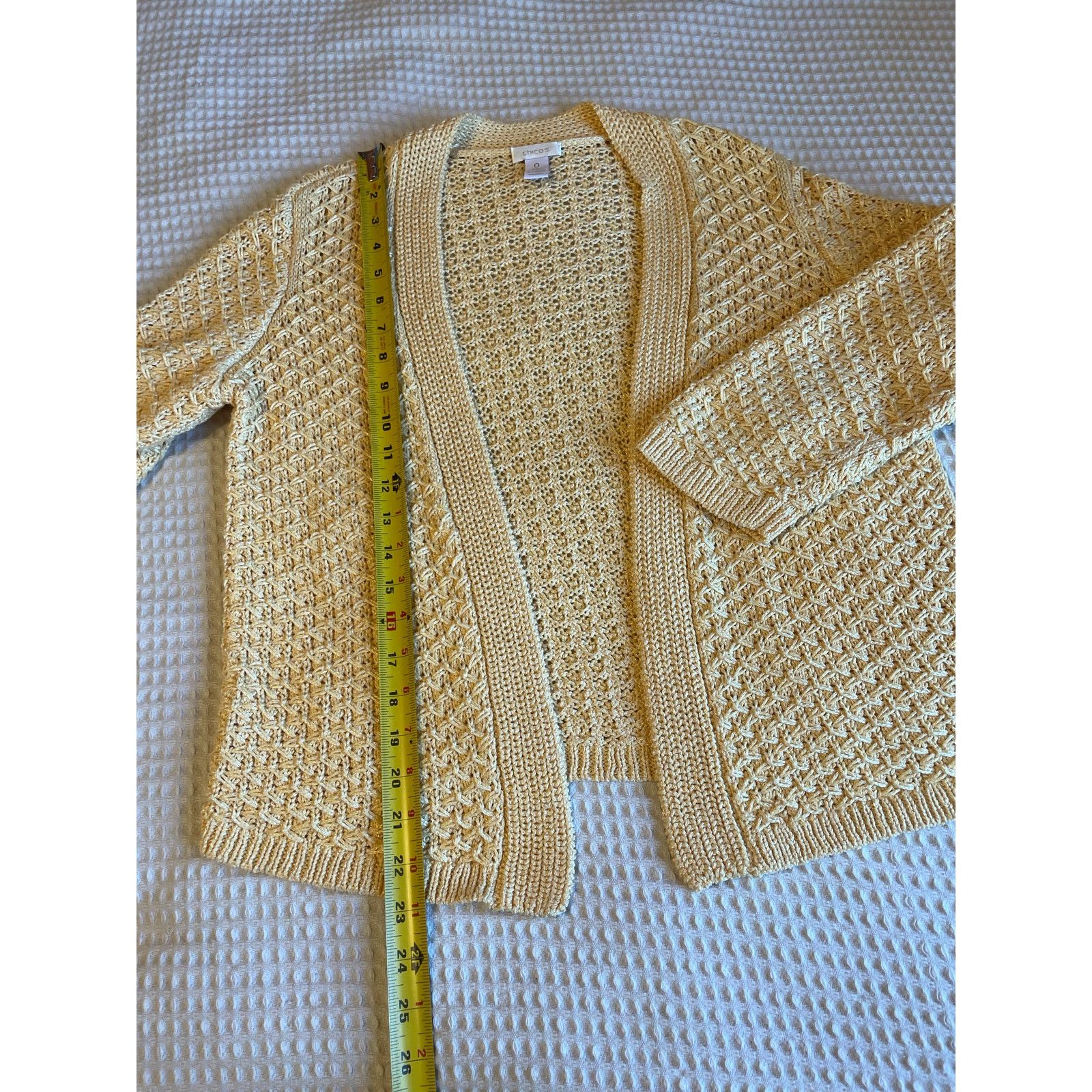 Chicos Chico’s Yellow Loose Knit Open Front Cardigan 0 (XS/Small) Size S / US 4 / IT 40 - 7 Thumbnail