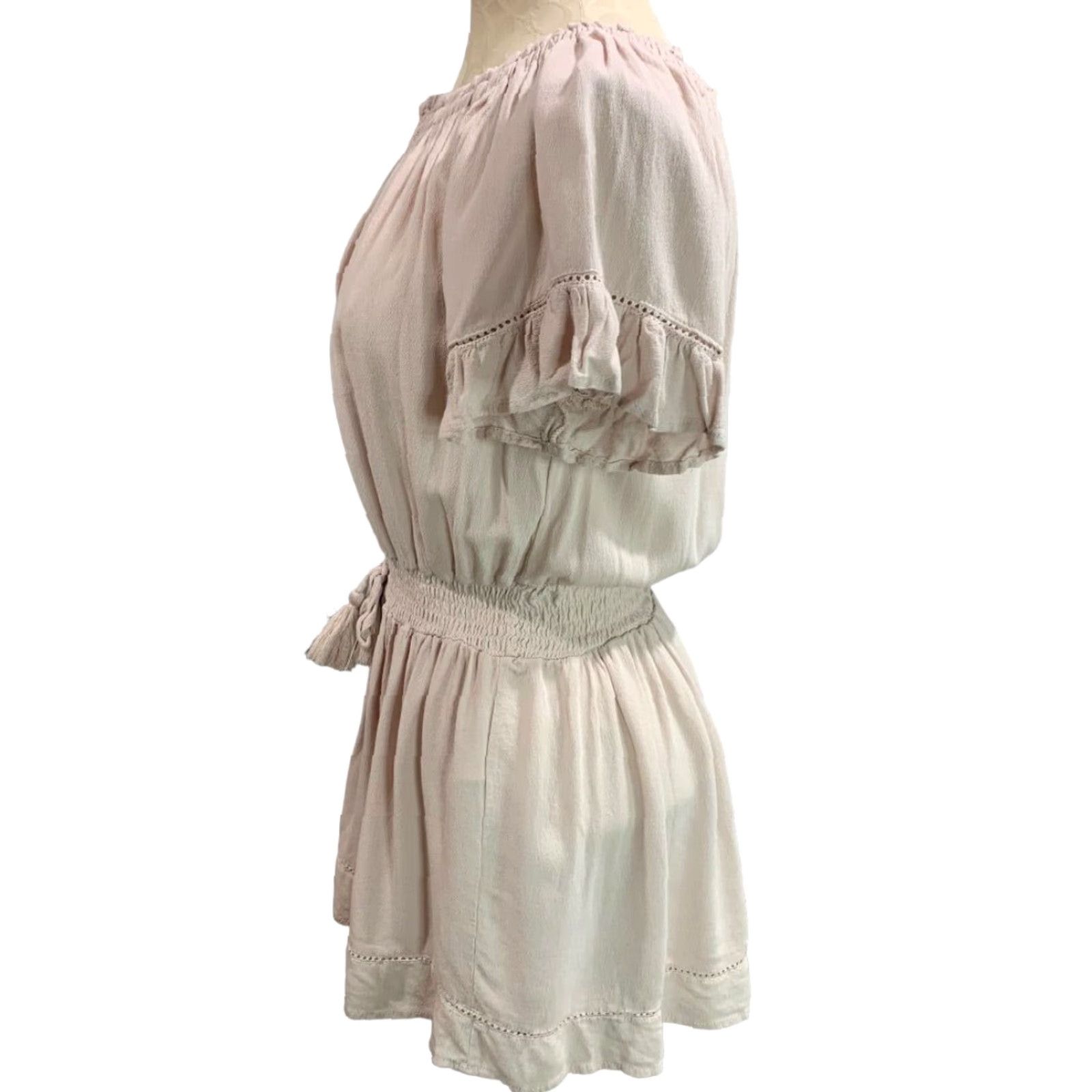 Pinko Ocean Drive Dress Women M Blush Pink Off Shoulder Boho Tunic Mini Size M / US 6-8 / IT 42-44 - 6 Thumbnail