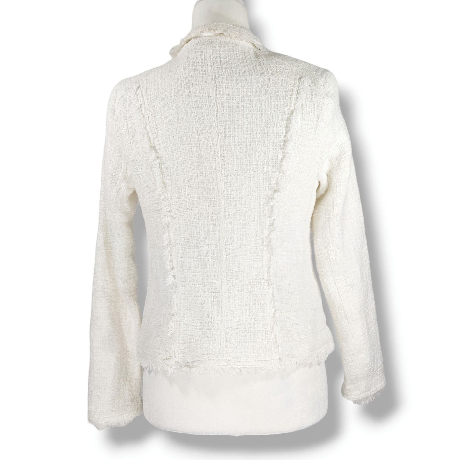 Other EUC Carolina Belle Montreal Tweed Moto Jacket Sz. M White Size M / US 6-8 / IT 42-44 - 3 Thumbnail