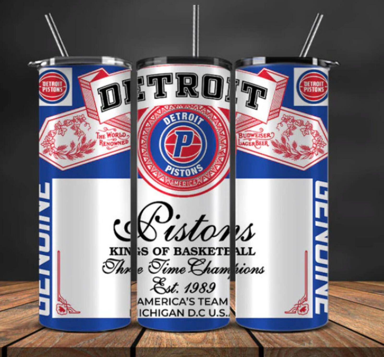 The Unbranded Brand Beer Can Stainless Steel NBA Tumbler 20 Oz Detroit Pistons Size ONE SIZE - 1 Thumbnail