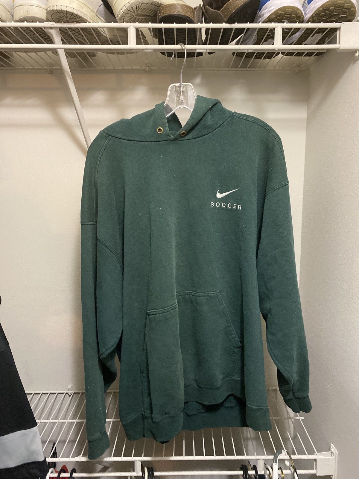 image of Vintage Faded Green Nike Soccer Hoodie, Men's (Size XL)