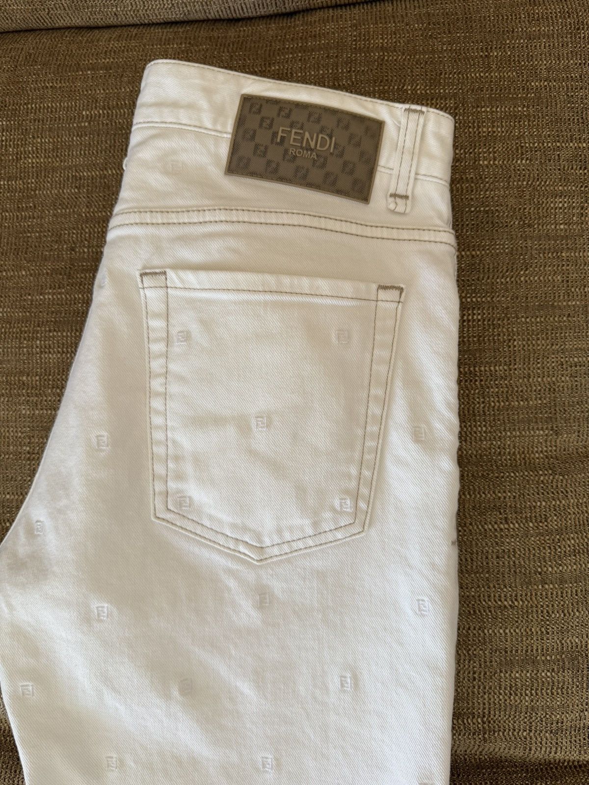 Fendi Fendi FF Monogram White Jeans – 32x34 – Holographic Patch Size US 32 / EU 48 - 3 Thumbnail
