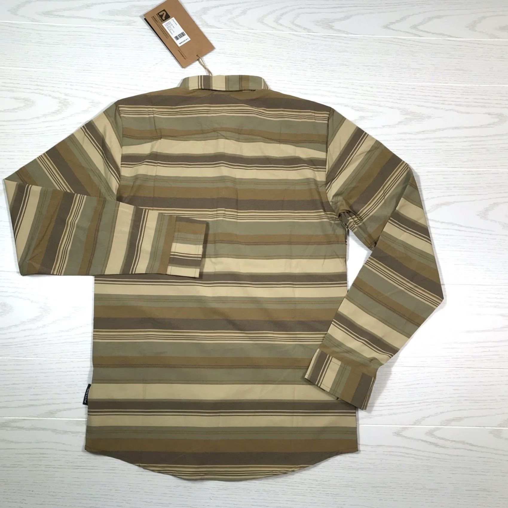 Flylow Shirt Men Small Brown Stripe Pearl Snap Long Sleeve 50 Upf Pockets New, Men's — image 2 of 6