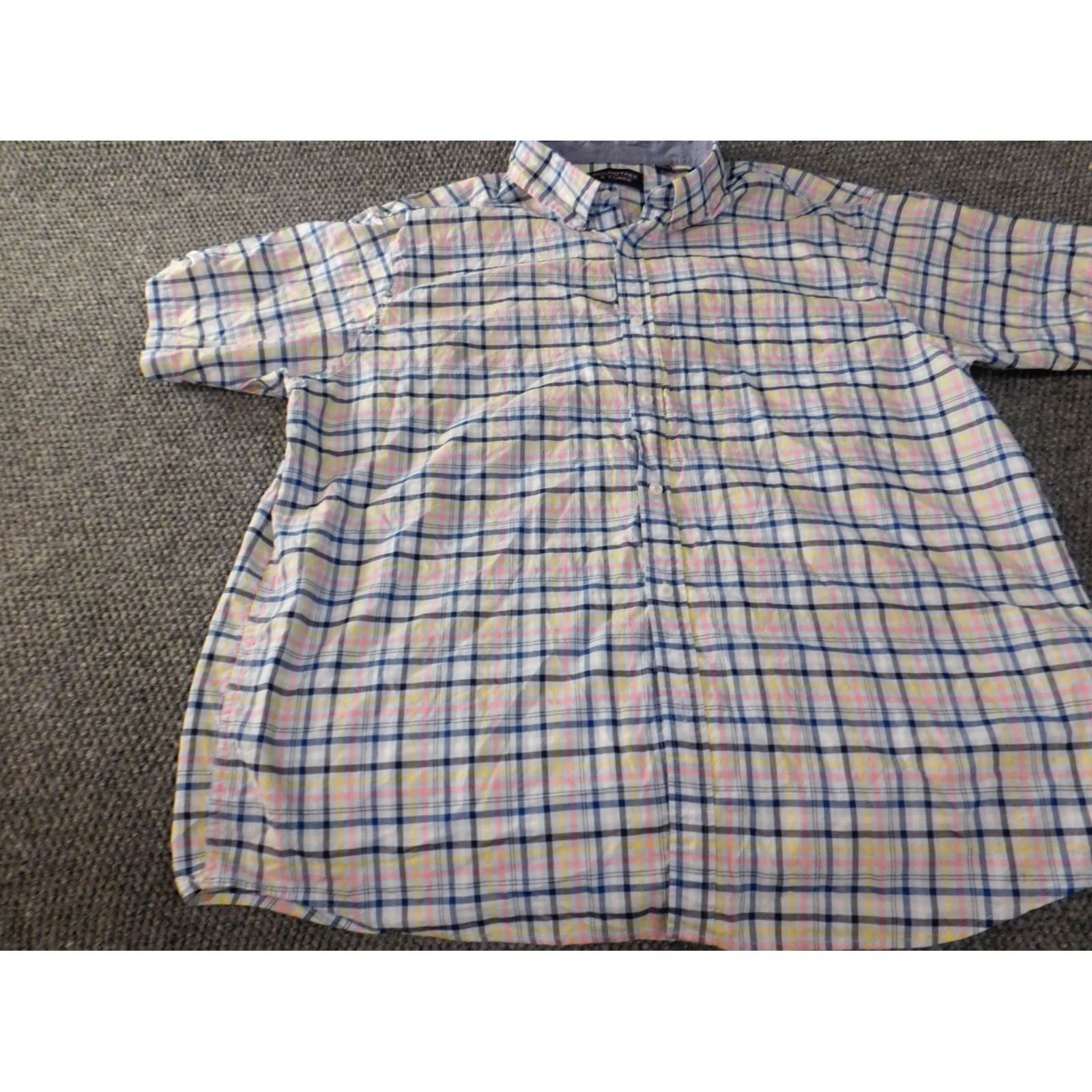 Roundtree & Yorke Roundtree & Yorke Mens Shirt XL Blue Plaid Button-Down Casual Shirt Size US XL / EU 56 / 4 - 3 Thumbnail